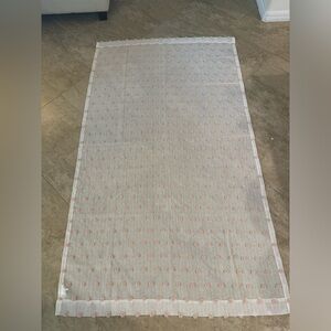 DKNY 50 x 84” Espirit Pink White Pom Pom Sheer Window Curtains Girls 2 Panels